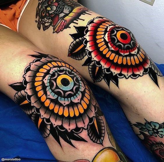 Womens Knees Fabulous Traditonal Art Tattoo