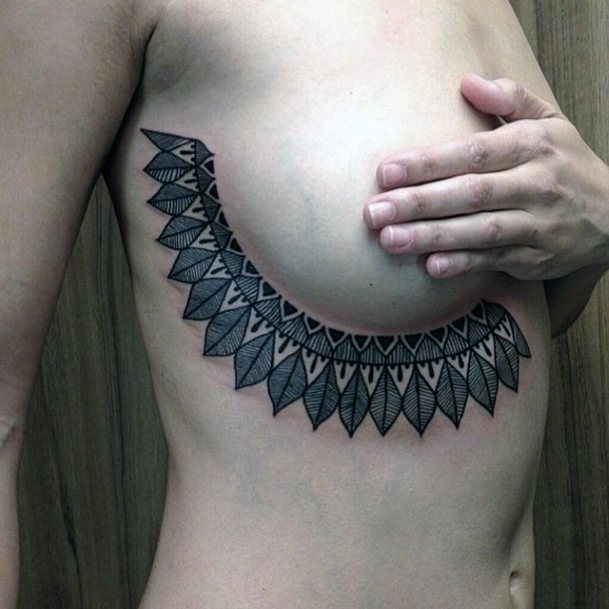 Womens Lacy Art Underboob Tattoo