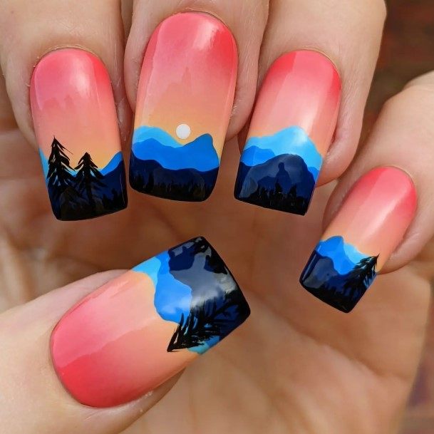 Womens Landscape Nail Design Ideas