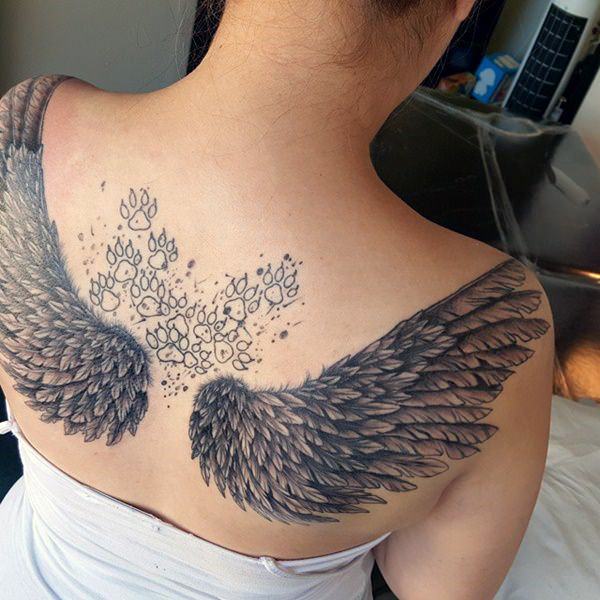 Womens Large Black Angel Wings Shoulder Tattoo