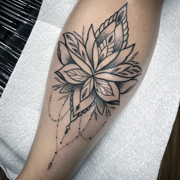 Womens Large Petals Lotus Tattoo On Arms