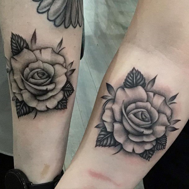 Womens Large Rose Best Friend Tattoo