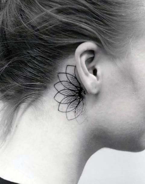 Womens Layered Petal Tattoo Behind The Ear