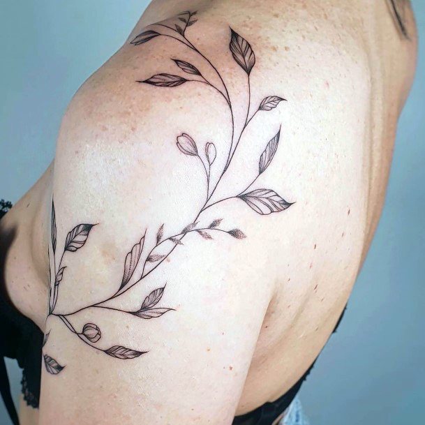 Womens Leaf Super Tattoo Designs Shoulder