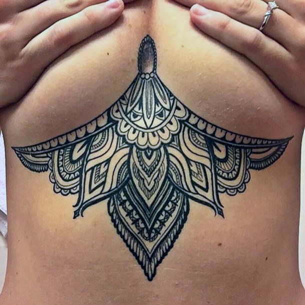 Womens Leafy Art Underboob Tattoo