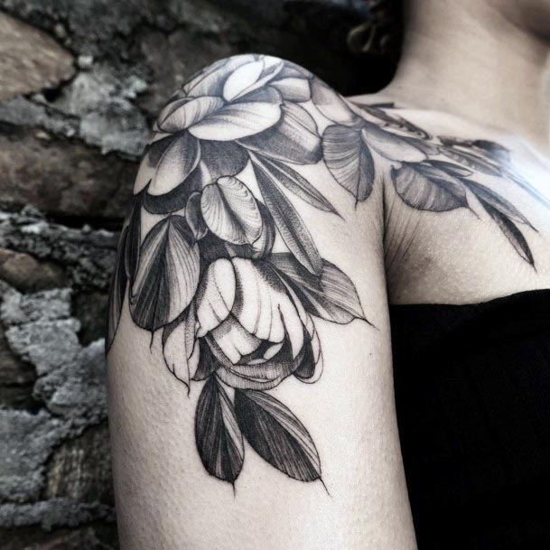 Womens Leafy Plant Tattoo Shoulder