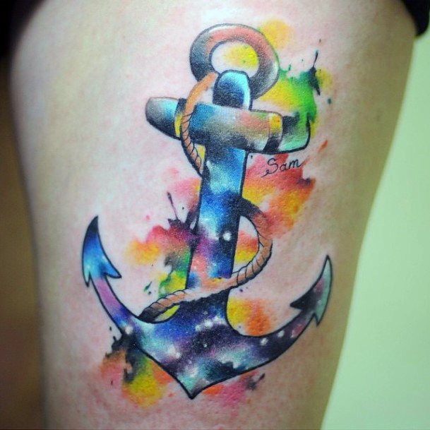 Womens Leg Anchor Tattoo