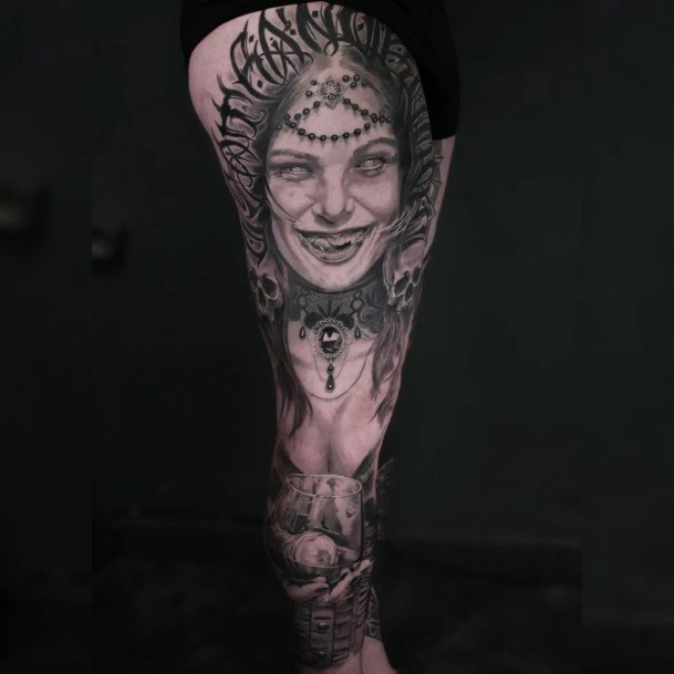 Womens Leg Sleeve Good Looking Tattoos