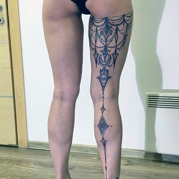 Womens Legs Chain Tattoo