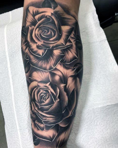 Womens Legs Dark Rose Tattoo