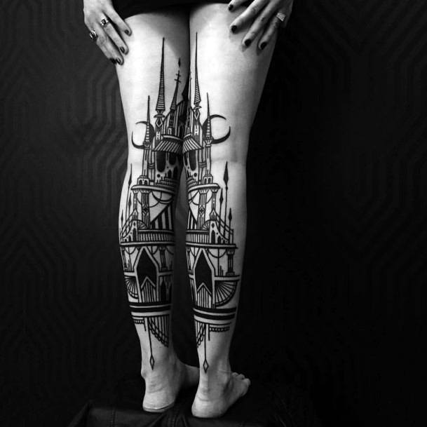 Womens Legs Mirror Image Tattoo