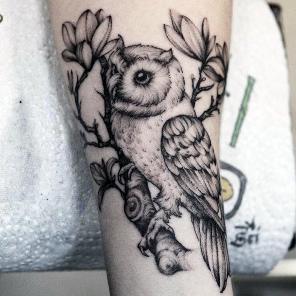 Womens Legs Owl Tattoo Art