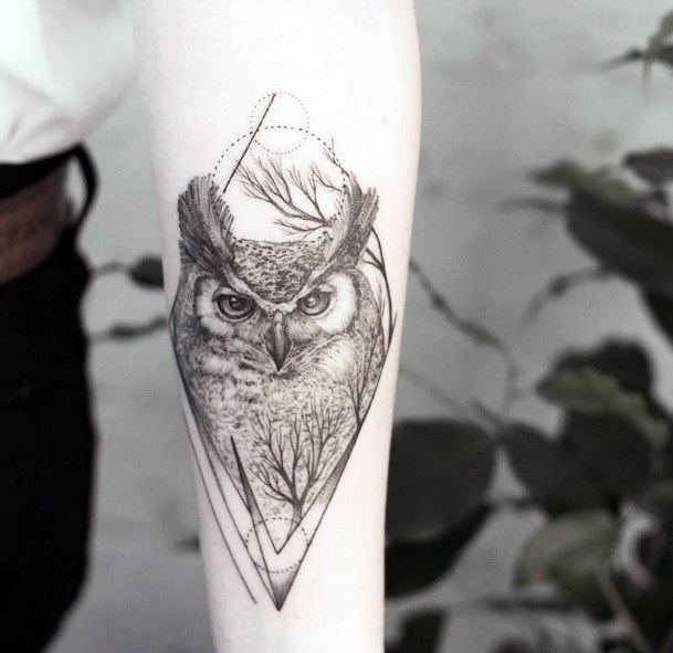 Womens Legs Owl Tattoo Black
