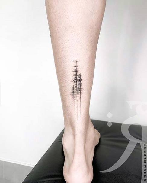 Womens Legs Pine Tree Tattoo