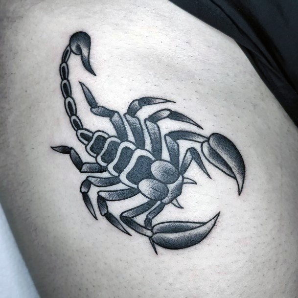 Womens Legs Poisonous Scorpion Tattoo