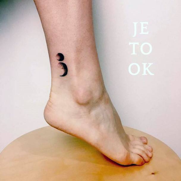 Womens Legs Semi Colon Tattoo