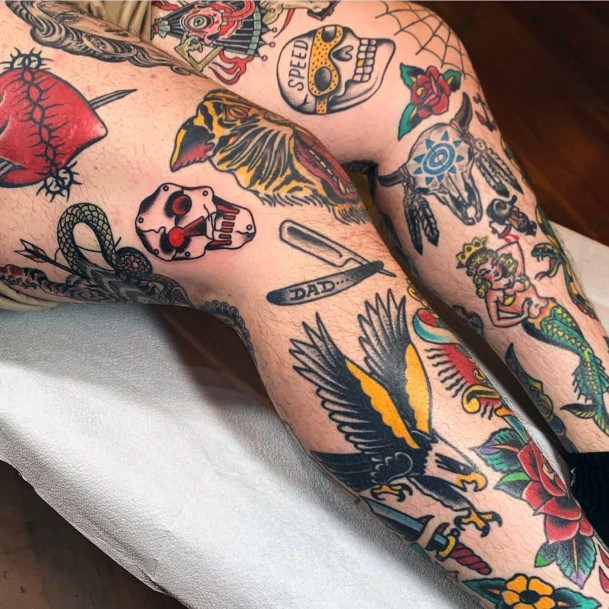 Womens Legs Traditional Tattoo