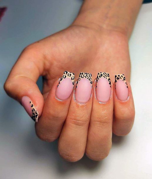 Womens Leopard Tips Pink Nails Women