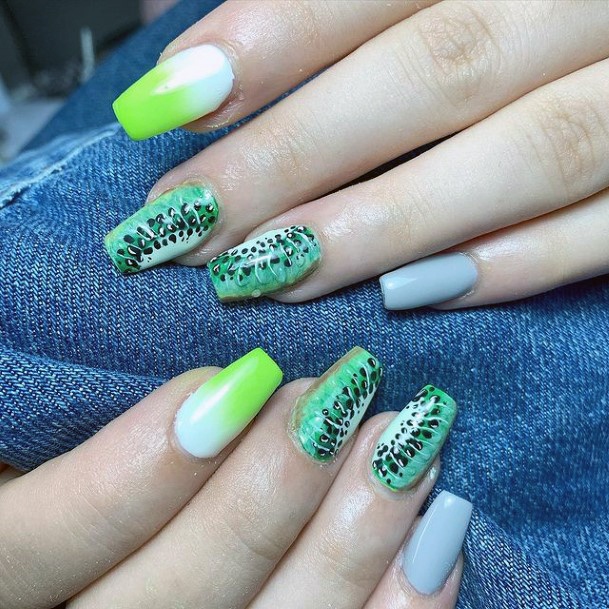 Womens Light Kiwi Nails