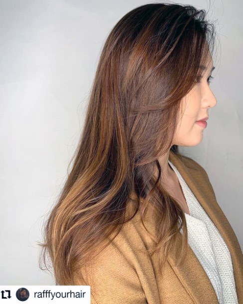 Womens Long Hazelnut Colored Asian Hairstyles