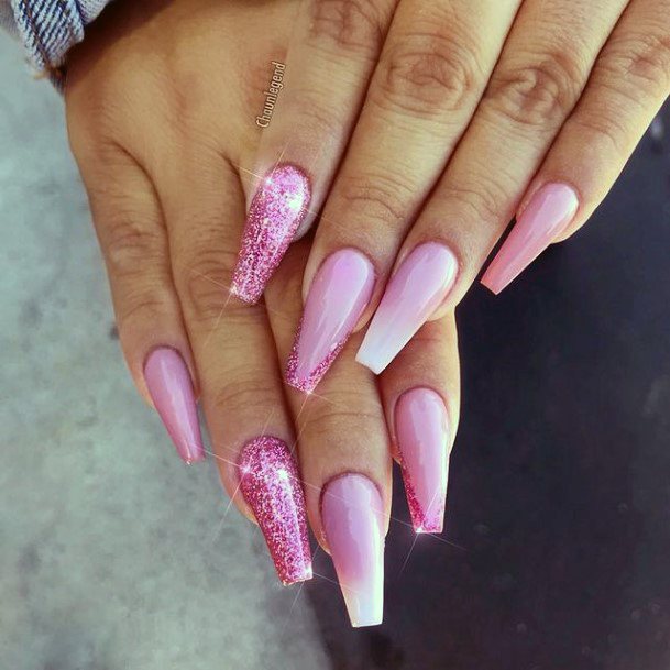 Womens Long Pink Girly Nail Designs