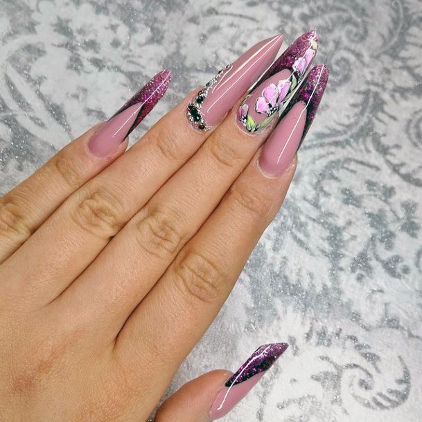 Womens Long Purple April Nails