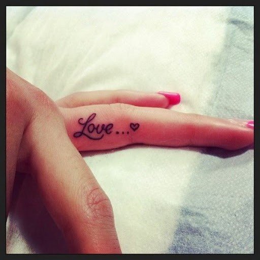 Womens Love Heart Tattoo On Fingers