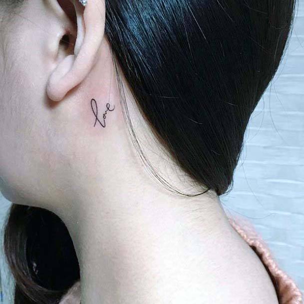 Womens Love Tattoo Behind The Ear