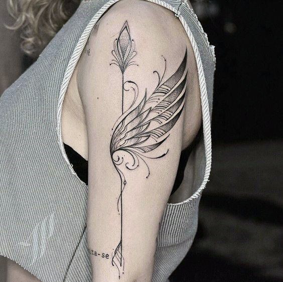 Womens Lovely Angel Wings Tattoo