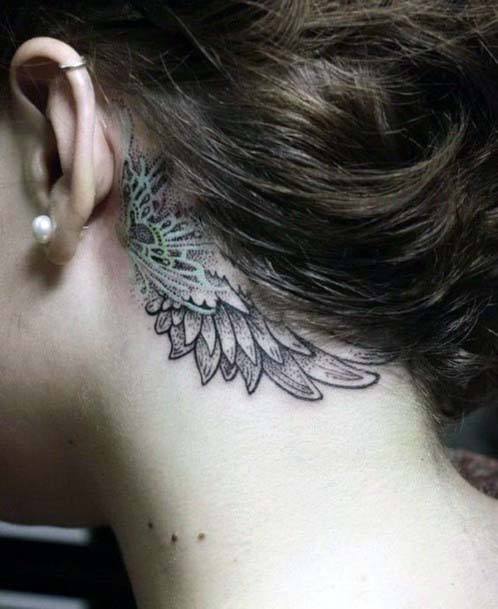 Womens Lovely Behind The Ear Tattoo