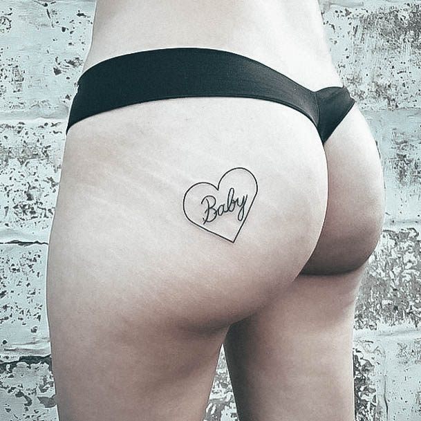 Womens Lovely Butt Tattoo Ideas Heart