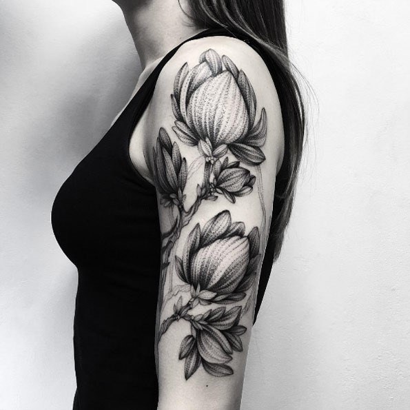 Womens Lovely Cool Floral Tattoo Arms