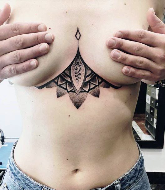 Womens Lovely Dotted Underboob Tattoo