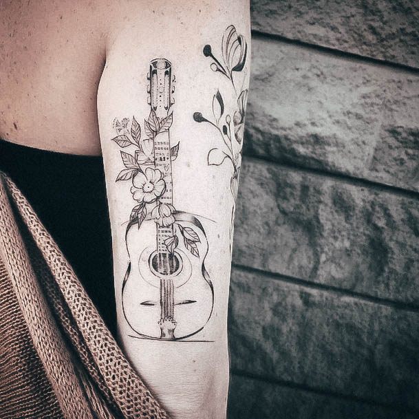 Womens Lovely Guitar Tattoo Ideas