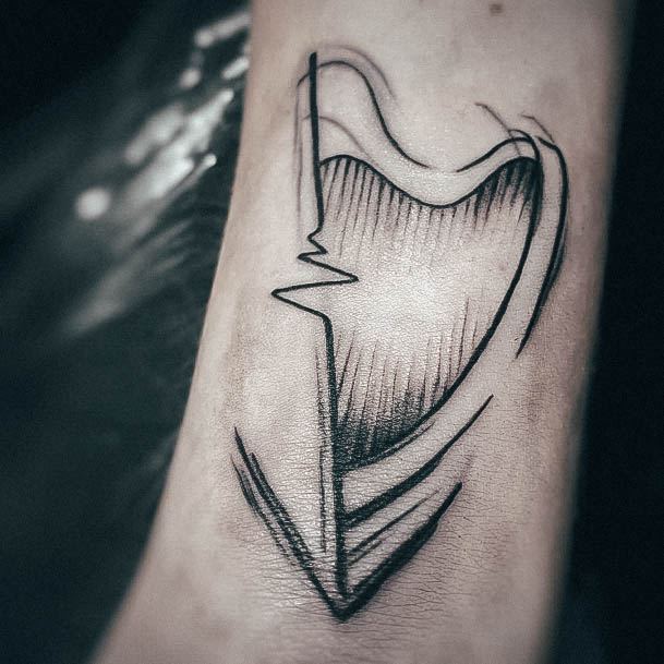 Womens Lovely Harp Tattoo Ideas