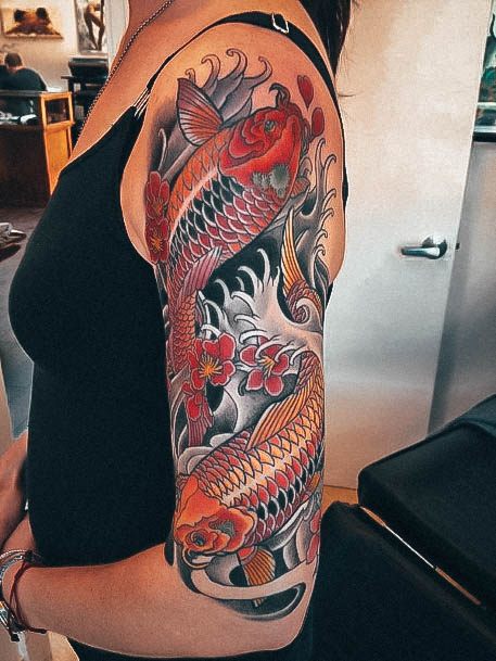 Womens Lovely Koi Fish Tattoo Ideas