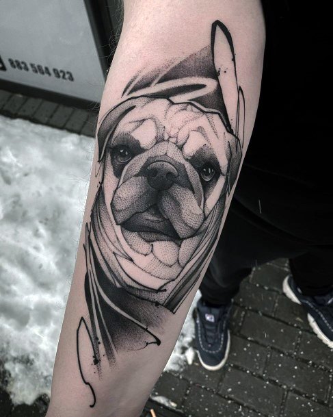 Womens Lovely Pug Tattoo Dog