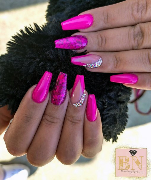 Womens Magenta Girly Nail Designs