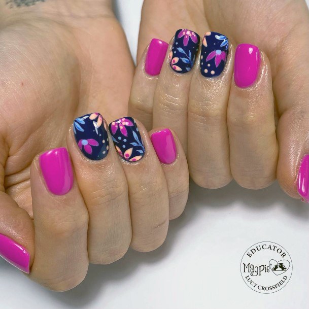 Womens Magenta Nail Ideas