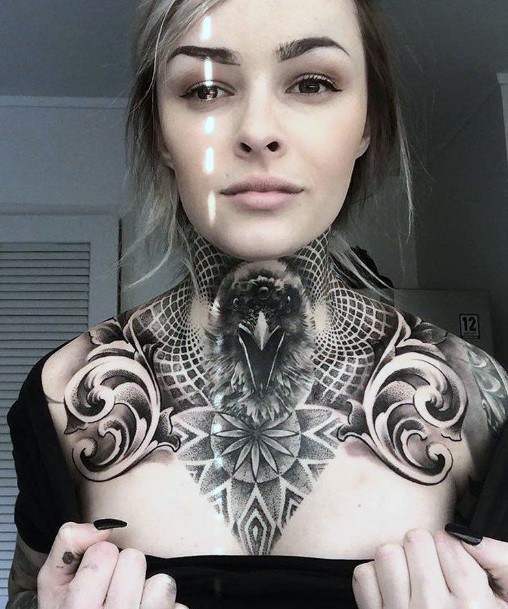 Womens Magnificient Neck Tattoo