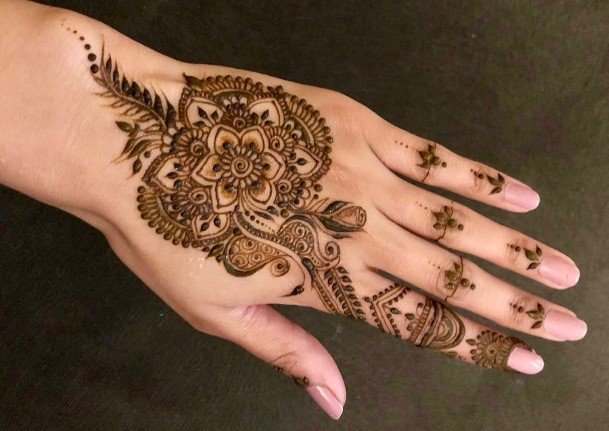 Womens Mandala Henna Tattoo Hand