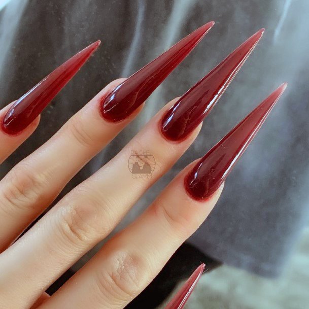 Womens Maroon Girly Nail Designs