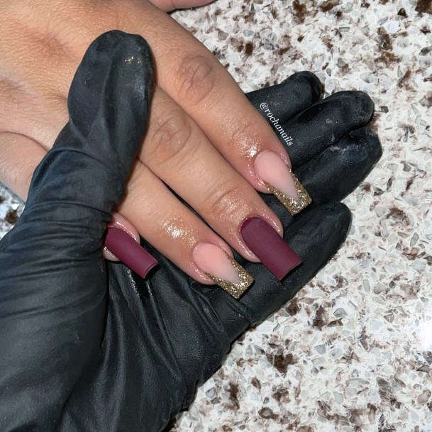 Womens Maroon Nails