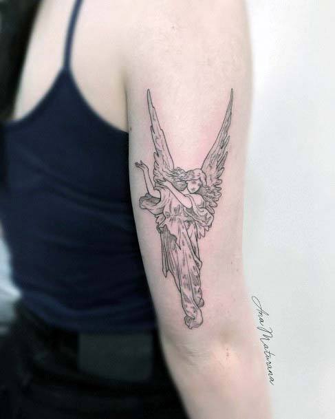 Womens Marvellous Angel Tattoo Upper Arms