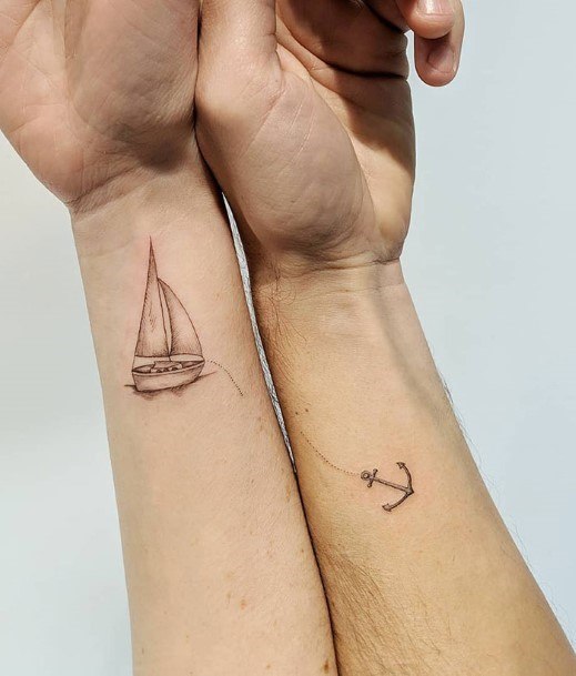 Womens Matching Anchor And Ship Tattoo