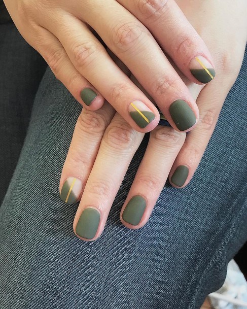 Womens Matte Green Nail Design Ideas