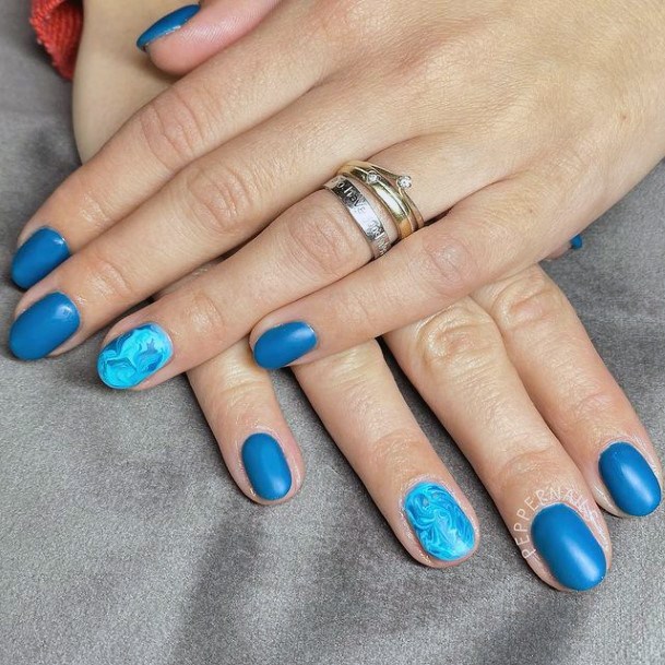 Womens Matter Blue Water Nail Accent