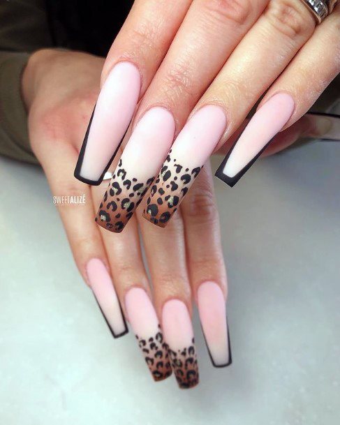 Womens Mind Blowing Pink Leopard Nails