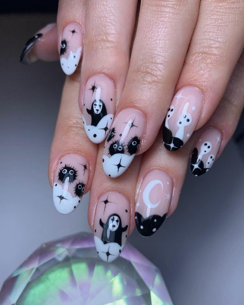 Womens Monochrome Girly Nail Designs