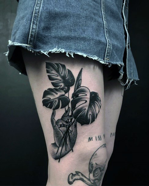 Womens Monstera Girly Tattoo Designs